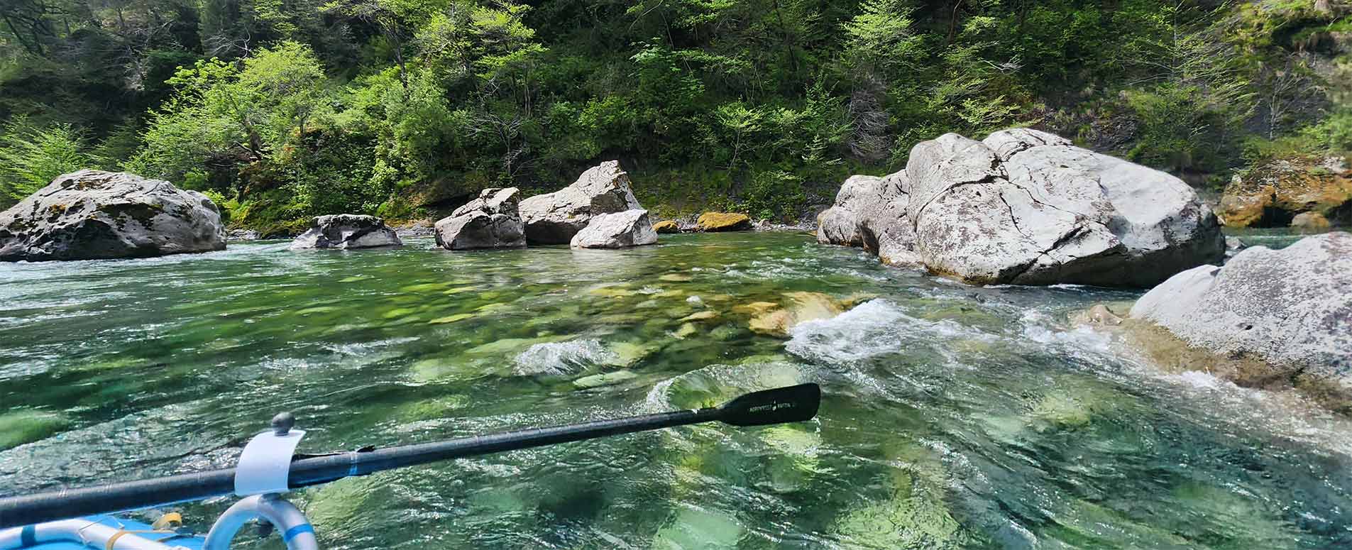 Photo from raft of beautiful clear green river